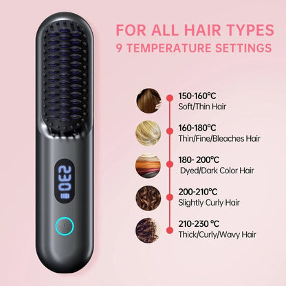 StraightVue™ - Cordless Hair Straightener Brush