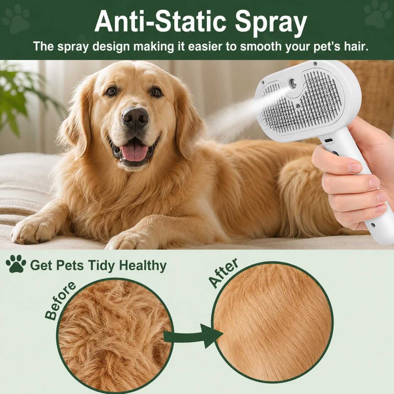 MistGroom™ Steam Brush | Your Dog Will Actually Ask to Be Brushed.