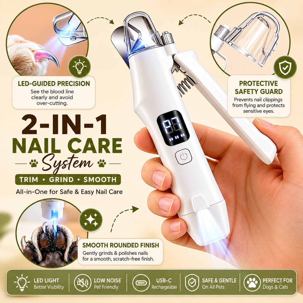 PerfectPaws™  2-in-1 Nail Clipper & Grinder
